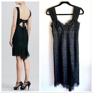 Nicole Miller Collection Silk Lace Cocktail Dress w/Cutout Back in Black -Size 4